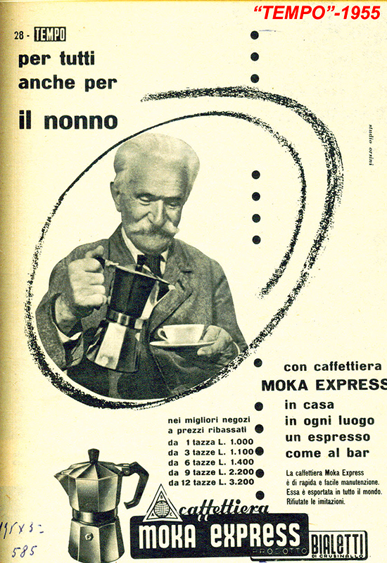 FirstVersions Bialetti Adv 1955 B Moka: la cafetera italiana más popular y mejor diseñada del mundo